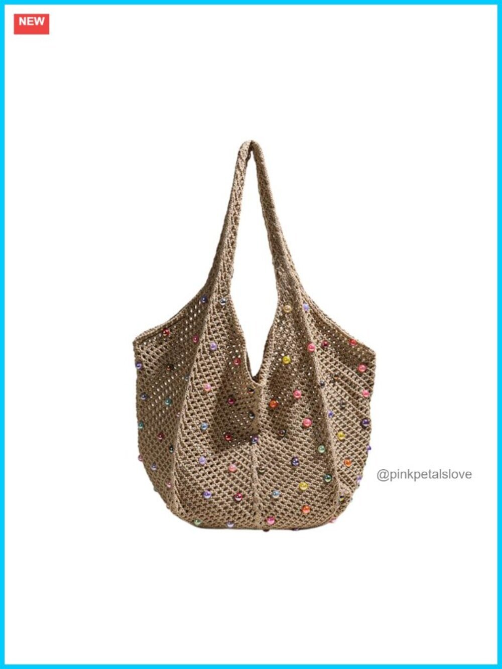 Woven Crochet Shoulder Tote Bag Beach Shopping Bag